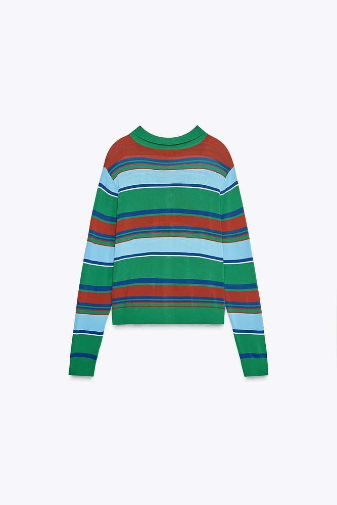 STRIPED POLO CARDIGAN