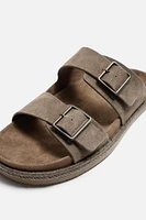 SANDALES EN CUIR À DOUBLE BRIDE