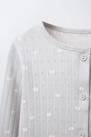 POINTELLE PRINT BODYSUIT AND JACKET SET