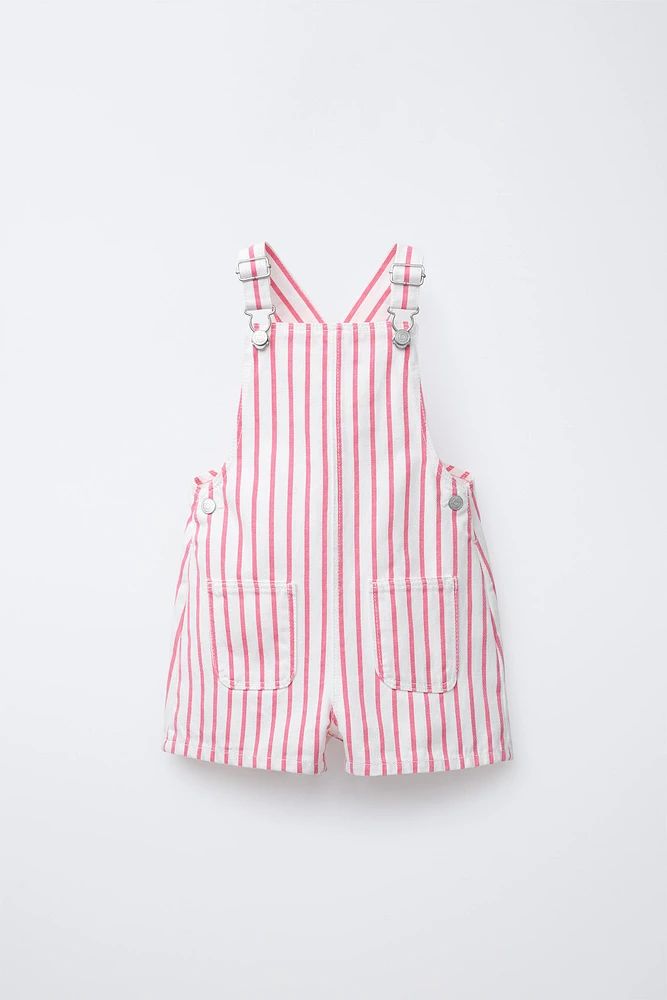 STRIPED TWILL OVERALLS