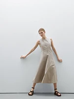 Poplin flounce midi dress
