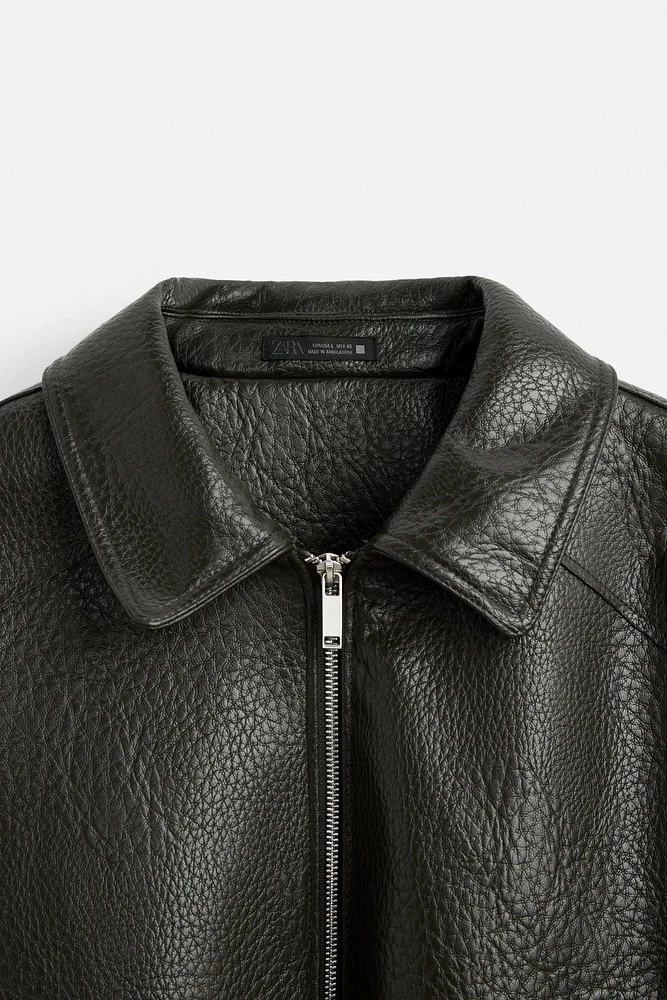 EMBOSSED FAUX LEATHER JACKET