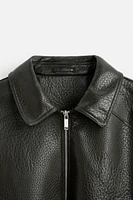 EMBOSSED FAUX LEATHER JACKET