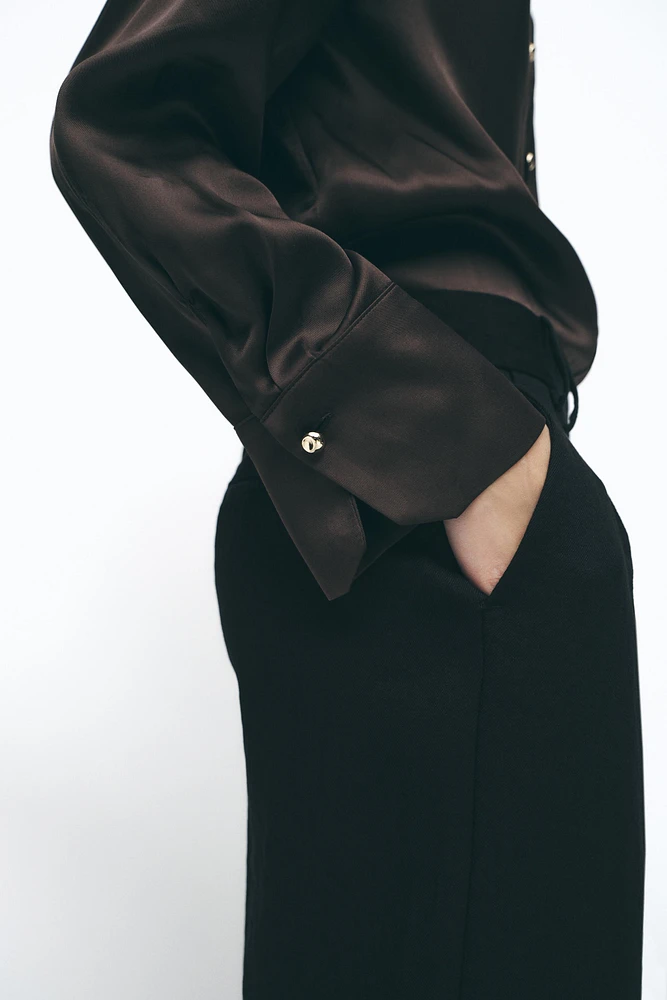 GOLD BUTTON SATIN EFFECT SHIRT
