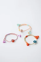 PACK OF THREE CORD BRACELETS WITH CERAMIC