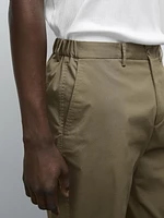 Cotton blend tapered fit trousers