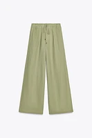 WIDE LEG LINEN PANTS WITH BELT