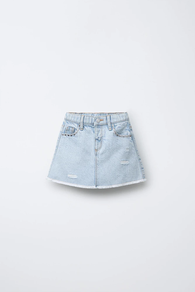 STUDDED DENIM SKIRT