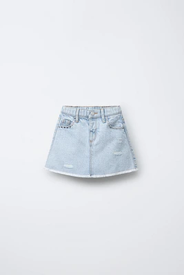 STUDDED DENIM SKIRT
