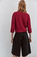 KNIT CARDIGAN WITH ELBOW-LENGTH SLEEVES