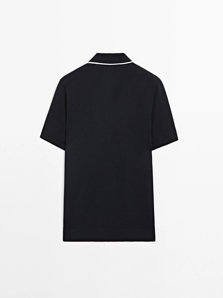 Polo en maille avec col coloré