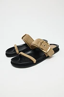 FLAT SUEDE STRAPPY SANDALS