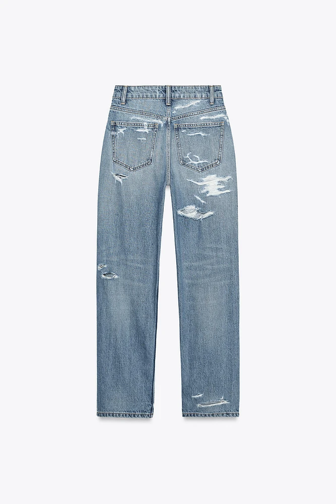JEAN MOM FIT DÉCHIRÉ TAILLE HAUTE