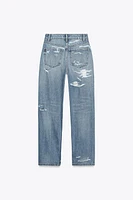 HI-RISE RIPPED MOM FIT JEANS
