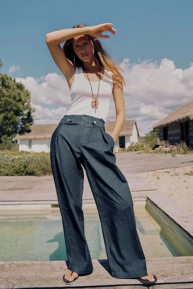 WIDE LEG PAPERBAG PANTS