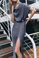 GOLD APPLIQUÉ MIDI DRESS