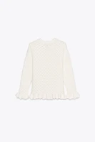 RUFFLED KNIT CARDIGAN