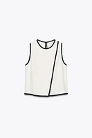 CONTRAST TRIM CREPE TOP
