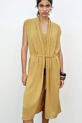 GILET LONG EN MAILLE AVEC LIN