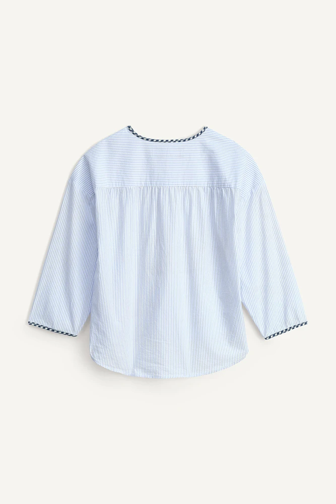 LIMITED EDITION GINGHAM TRIM STRIPED SHIRT