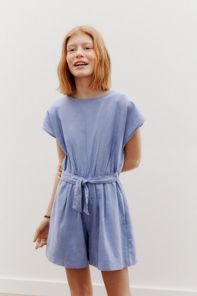 COMBI-SHORT AVEC LACET EN LIN