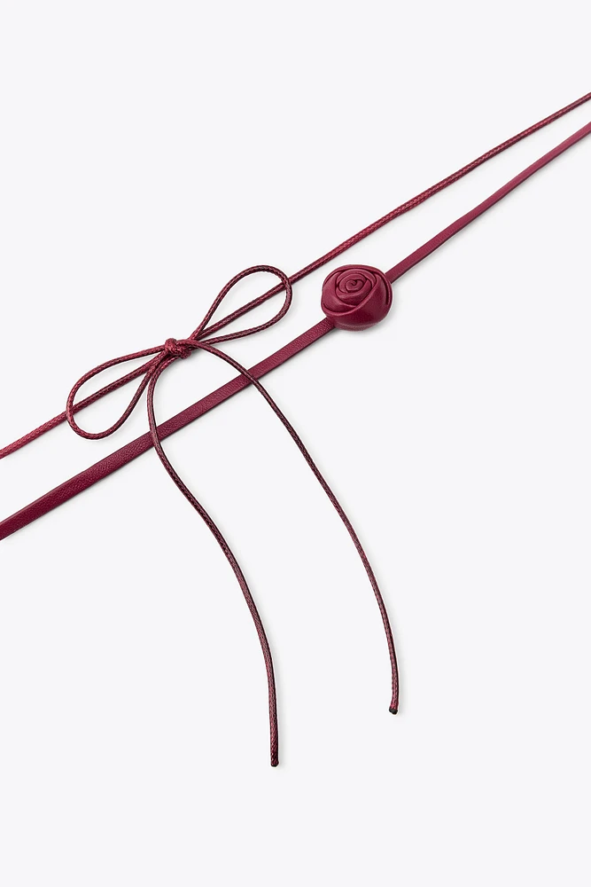RAS-DE-COU CHOKER DOUBLE CUIR FLEUR