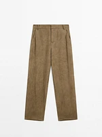 Flowing high-waist barrel fit trousers