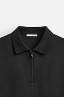 TEXTURED ZIP POLO SHIRT