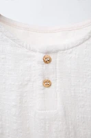 T-SHIRT COL TUNISIEN TEXTURE COMBINÉE