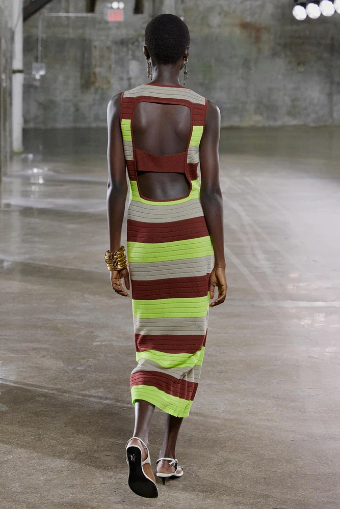 STRIPED KNIT LONG DRESS