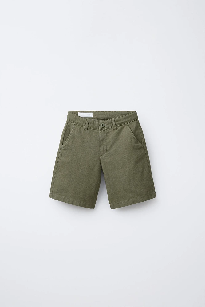 LINEN BLEND CHINO SHORTS