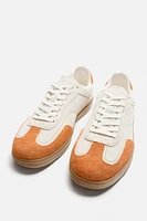 CONTRAST SOLE LEATHER SNEAKERS