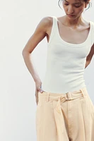 PLEATED BELTED PANTS