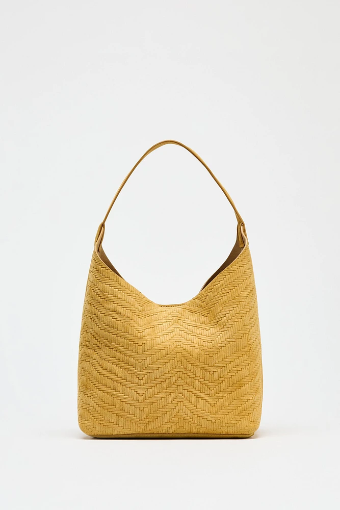 SPLIT LEATHER BRAIDED BAG