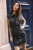 Z1975 DRAPED MINI DENIM DRESS