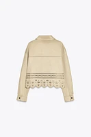 DIE-CUT FAUX SUEDE JACKET