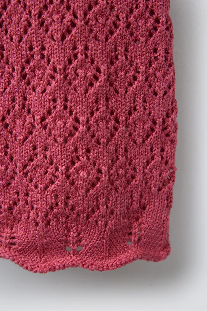 KNIT LACE OVERALL SHORTS