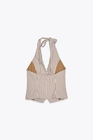 TOP GILET HALTER RAYURES