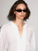 Blouse fluide lin coutures apparentes