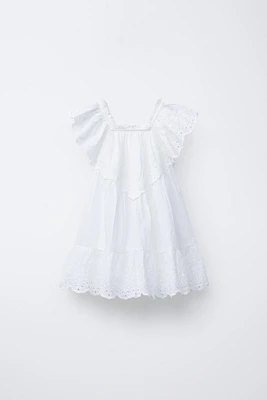 SWISS DOT DRESS WITH EMBROIDERY