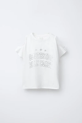 GLITTER PRINT CUTOUT T-SHIRT
