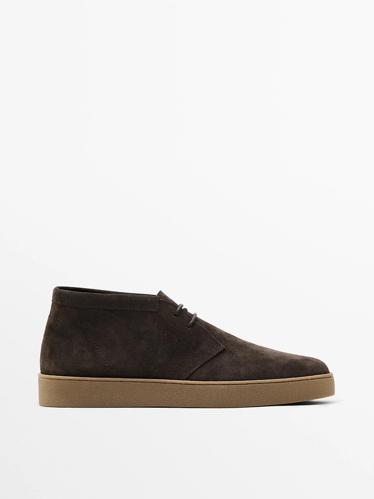 Soft split suede ankle boots