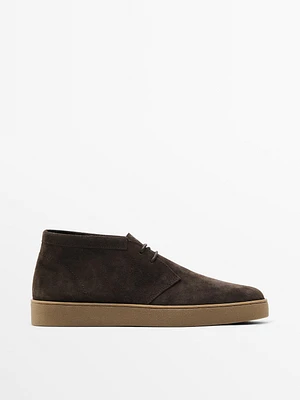 Soft split suede ankle boots