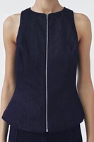 ZW COLLECTION DENIM ZIP-UP TOP