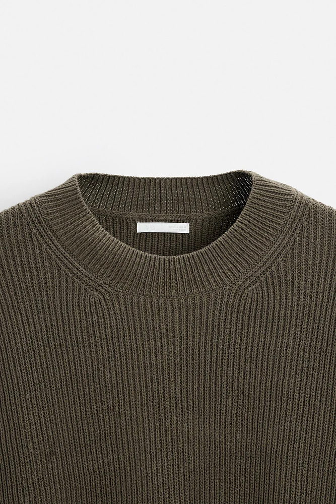 RELAXED FIT COTTON BLEND SWEATER