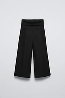 RIBBED BELTED POPLIN PANTS
