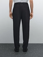 Regular fit striped wool blend trousers
