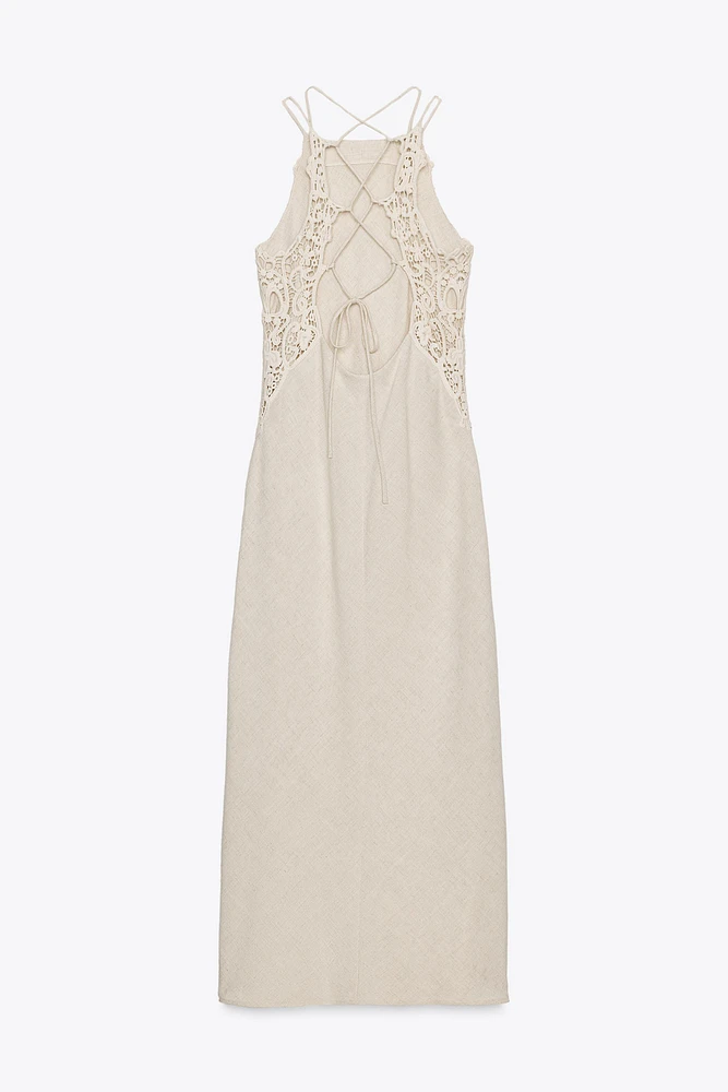 COMBINATION CROCHET MIDI DRESS