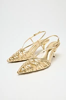 METALLIC EFFECT HEELED SLINGBACKS