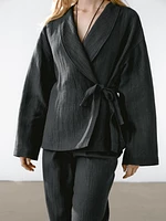 100% linen kimono with tie